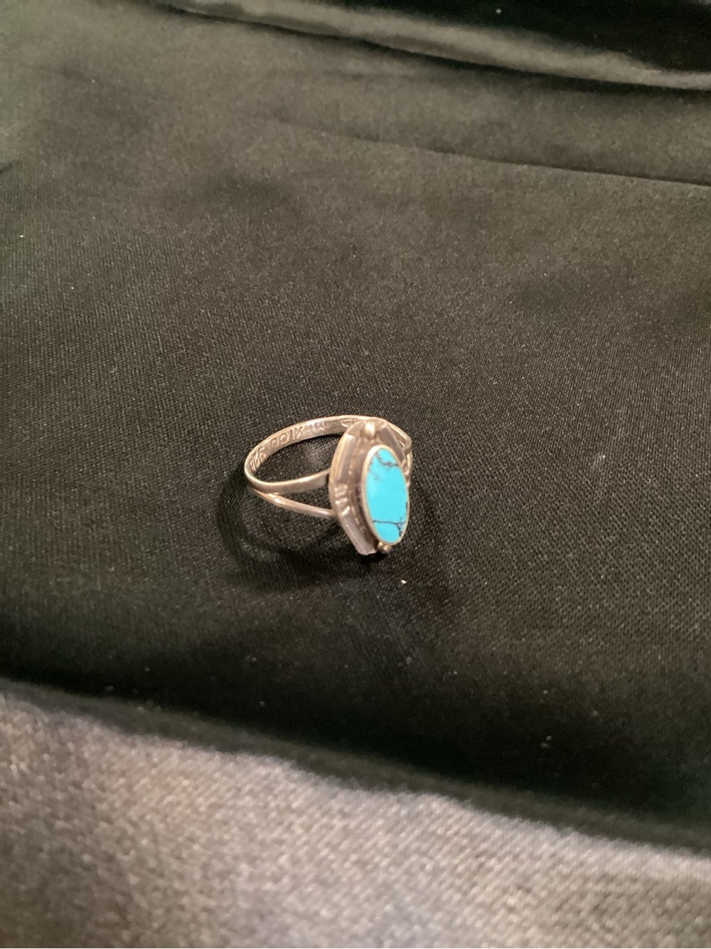 VTG Navajo Signed 925/Genuine Turquoise Ring.circa 1970s authentic Mexico Stamp - Picture 7 of 7